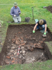 Trench with building materials